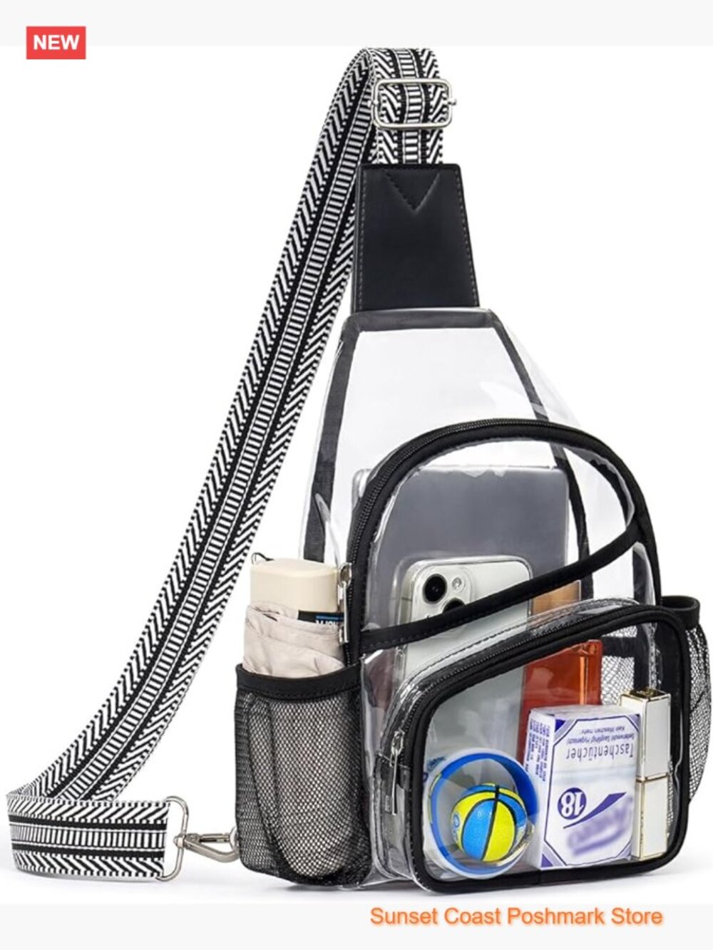 Clear Crossbody Bag for Stadium Events Large Sling Backpack TPU See Through